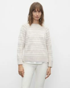 Discount 👏 Club Monaco 👩 Women Striped Raglan Crewneck Sweater Stripe 🎉
