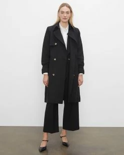 Cheap ✨ Club Monaco 👩 Women Borrem Trench 🧥 Coat Black 👍