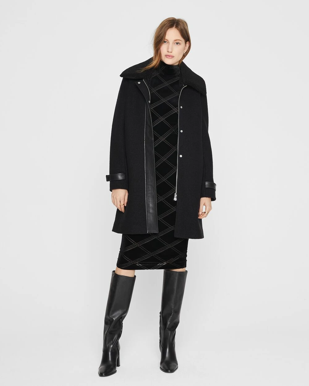 Top 10 π Club Monaco π© Women Mixed Media π§₯ Coat Black π