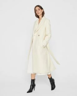 New 😉 Club Monaco 👩 Women Slim Belted 🧥 Coat Camel 😀