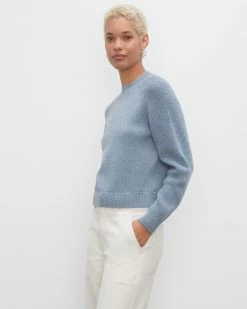 Budget 💯 Club Monaco 👩 Women Mixed Stitch Sweater Blue Multi 🤩