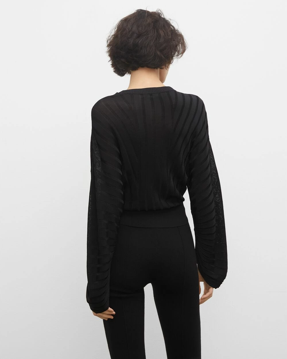 Hot Sale 🌟 Club Monaco 👩 Women Plaited Rib Dolman Sleeve Sweater Black 😉 - Image 2