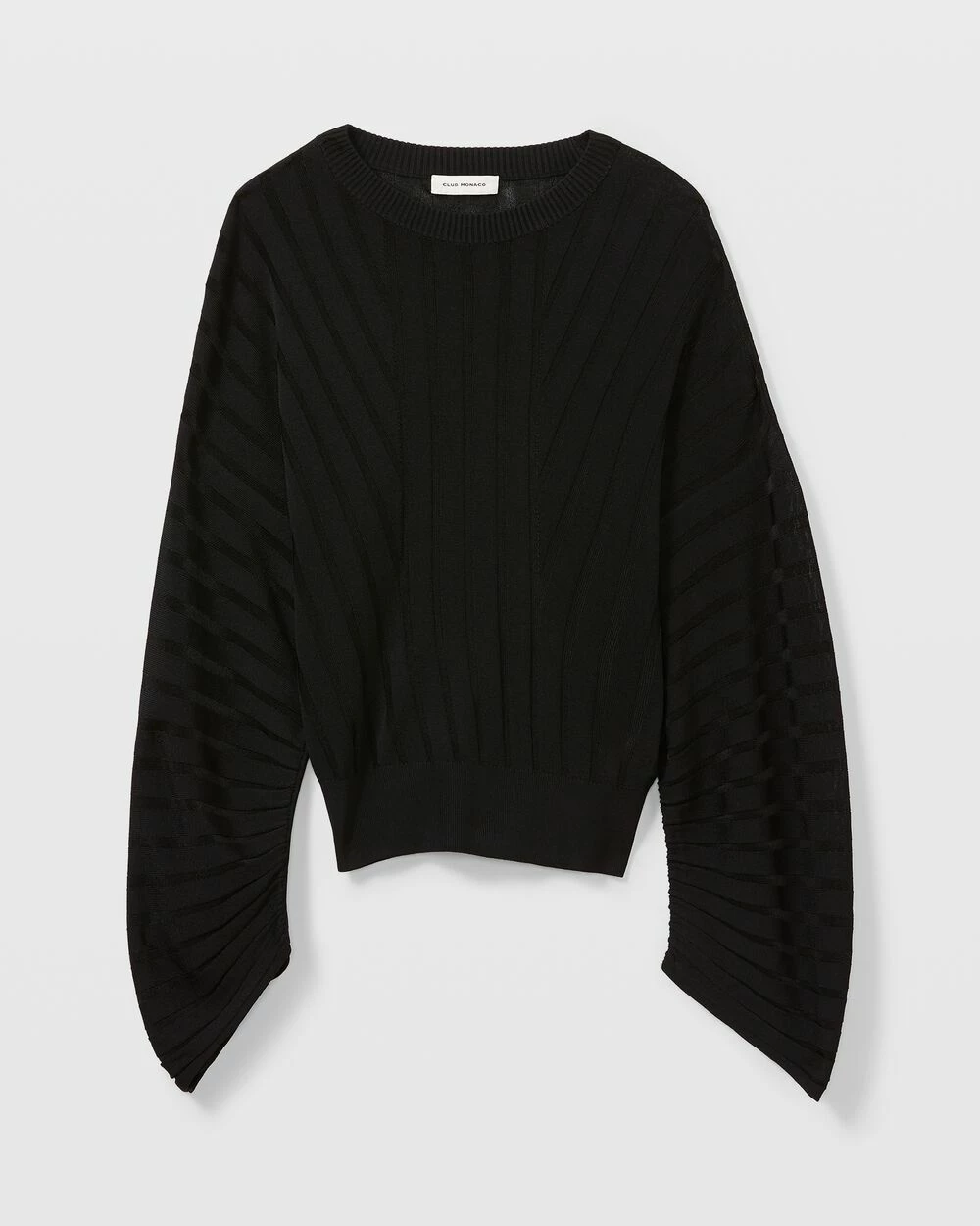 Hot Sale 🌟 Club Monaco 👩 Women Plaited Rib Dolman Sleeve Sweater Black 😉 - Image 4