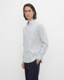 Cheapest 🎁 Club Monaco Men Standard Fit Textured 👕 Shirt Light Blue ⭐