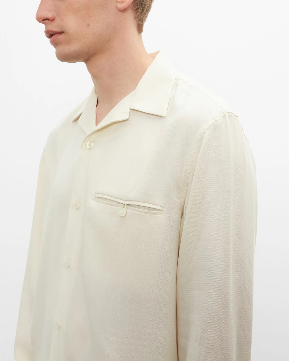 Wholesale โจ Club Monaco Men Long Sleeve Textured ๐ Shirt Egret โ - Image 3