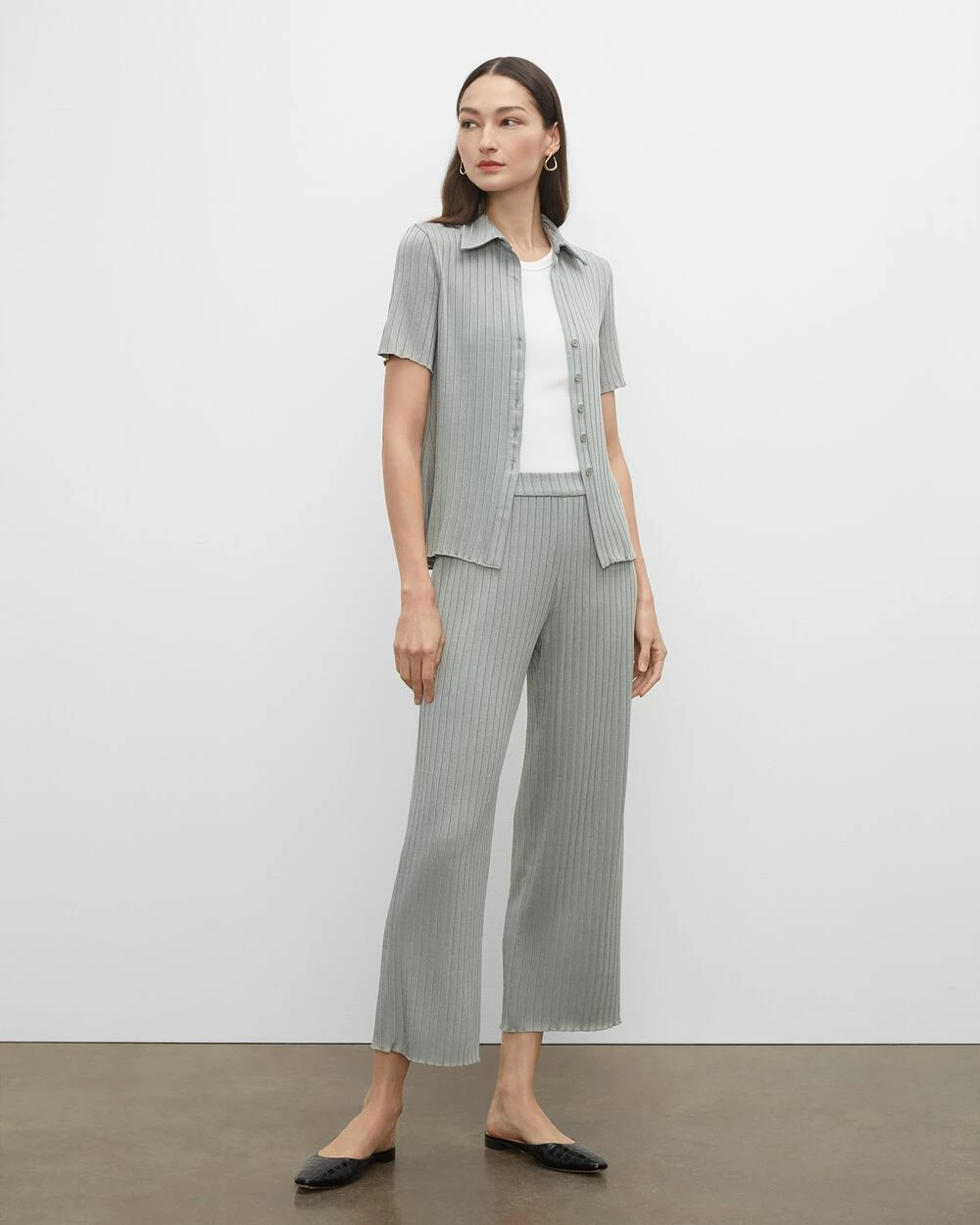 Cheap 🤩 Club Monaco 👩 Women Wide Rib Pants Sage 🤩 - Image 4