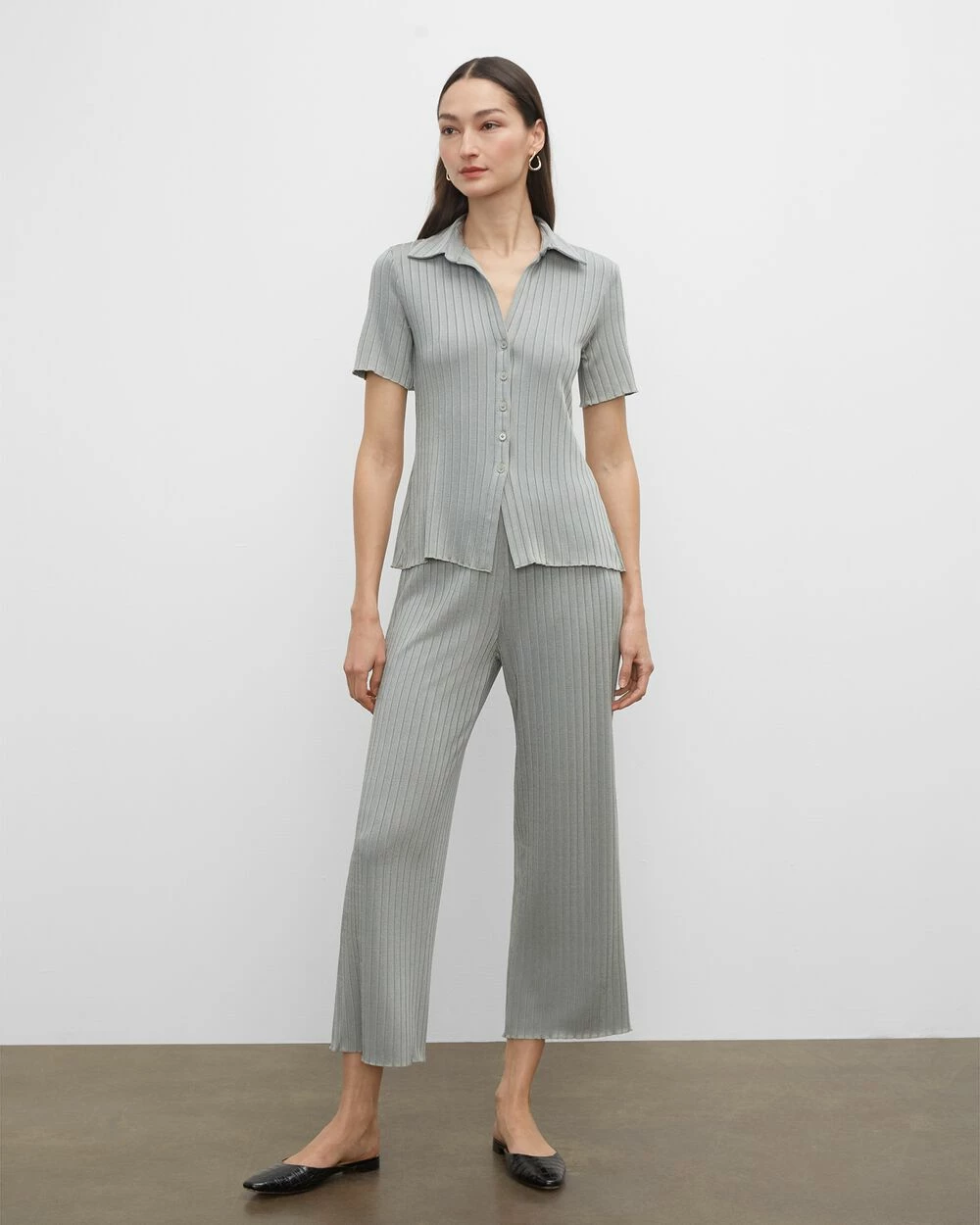 Cheap 🤩 Club Monaco 👩 Women Wide Rib Pants Sage 🤩