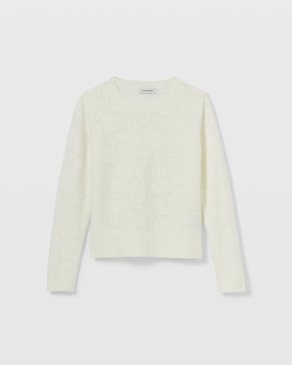 Best deal 🛒 Club Monaco 👩 Women Floral Jacquard Sweater White ❤️ - Image 4