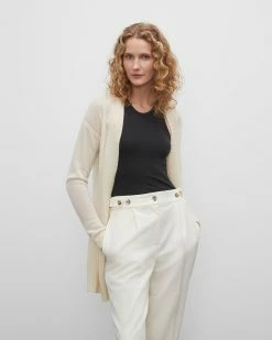 Flash Sale 👏 Club Monaco 👩 Women Open Cashmere Cardigan Ivory 🔔