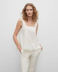 Cheapest 🛒 Club Monaco 👩 Women Ruched Back Tank Blanc De Blanc 🌟