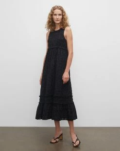 Best Pirce 🥰 Club Monaco 👩 Women Smocked Tank 👗 Dress Caviar ⭐