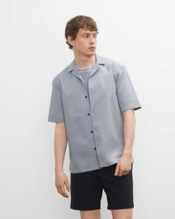 Flash Sale ๐ฏ Club Monaco Men Short Sleeve Uniform ๐ Shirt Grey Blue ๐
