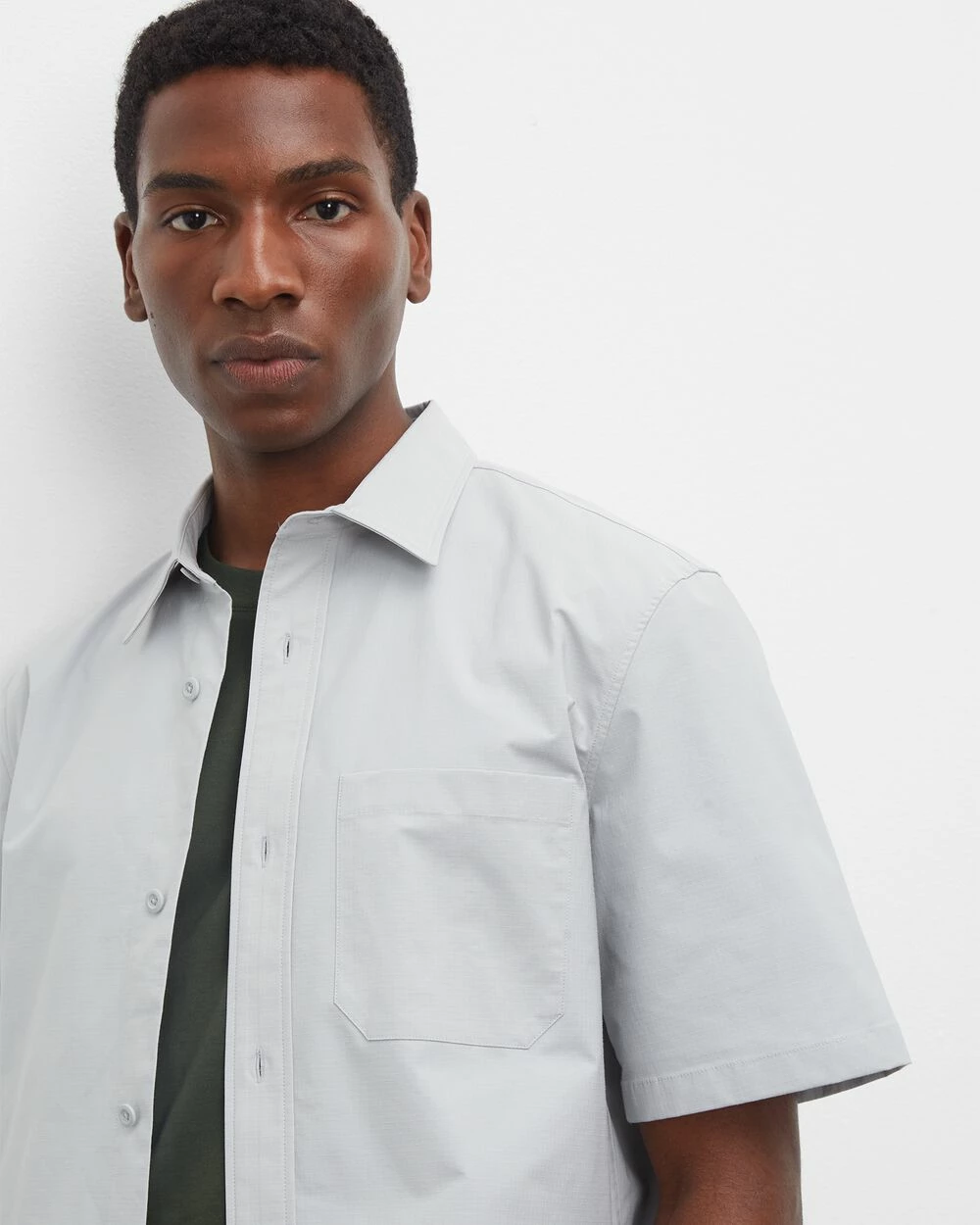 Best deal 🔔 Club Monaco Men Short Sleeve Ripstop 👕 Shirt Grey 🌟 - Image 3