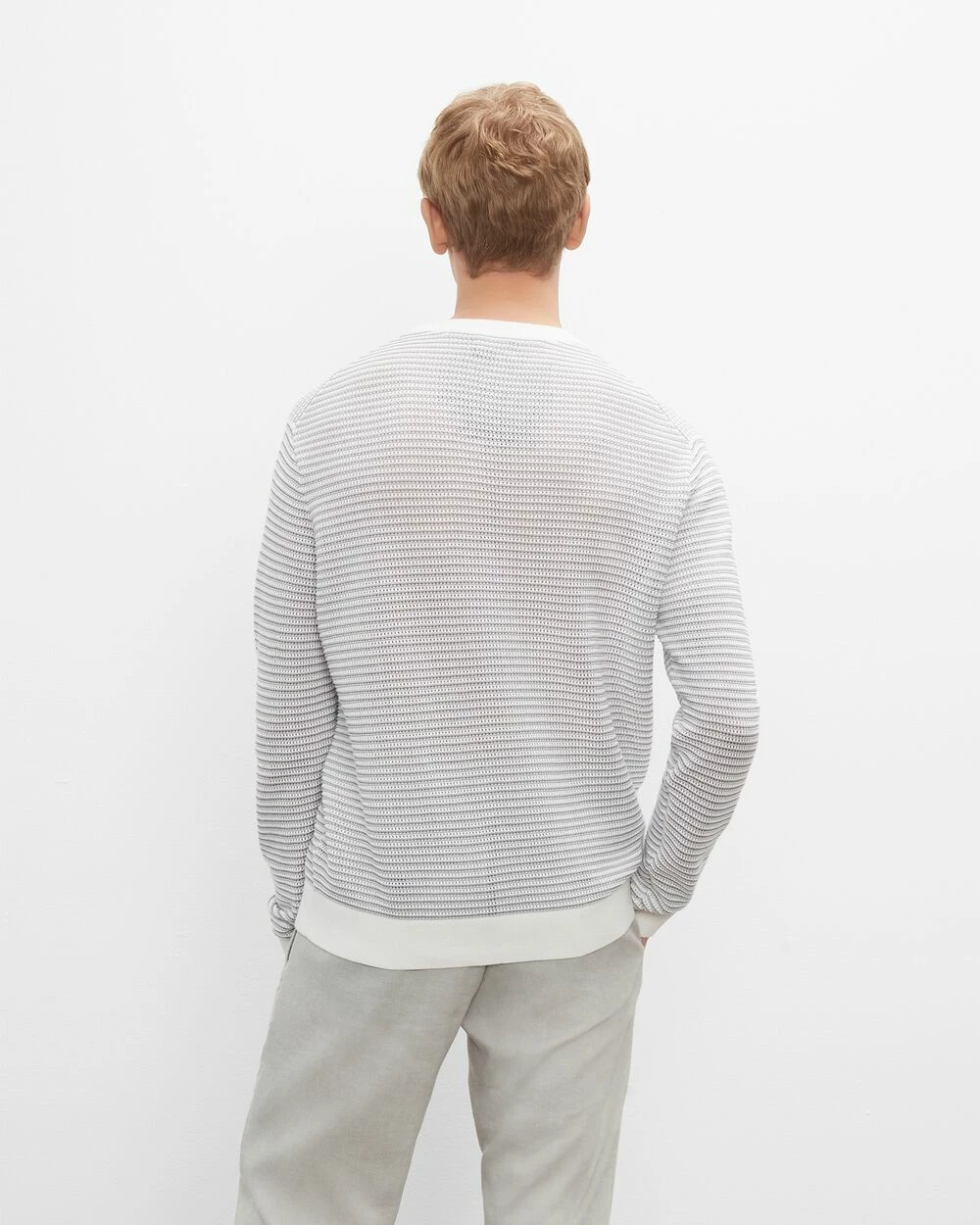 Coupon 😉 Club Monaco Men Mesh Crew Sweater White 😀 - Image 2