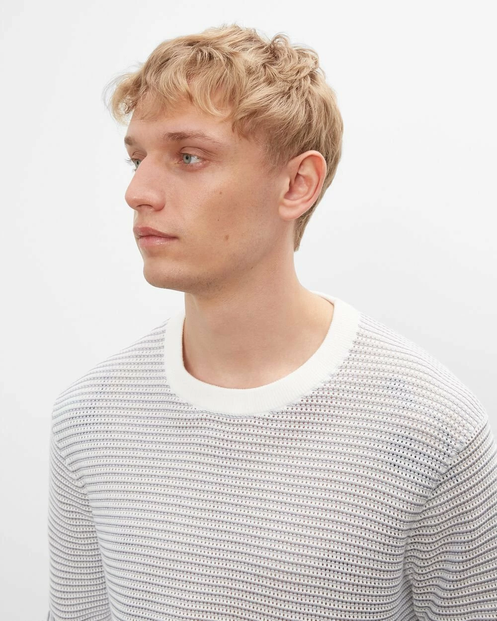 Coupon 😉 Club Monaco Men Mesh Crew Sweater White 😀 - Image 3