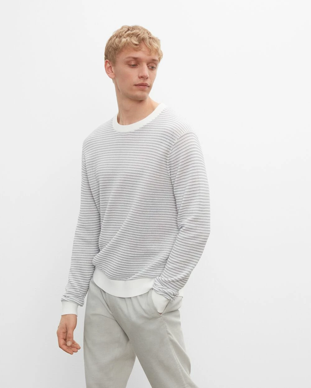 Coupon 😉 Club Monaco Men Mesh Crew Sweater White 😀