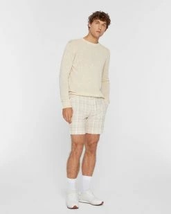 Outlet ❤️ Club Monaco Men Baxter Plaid 7" Shorts Yellow Multi ✔️