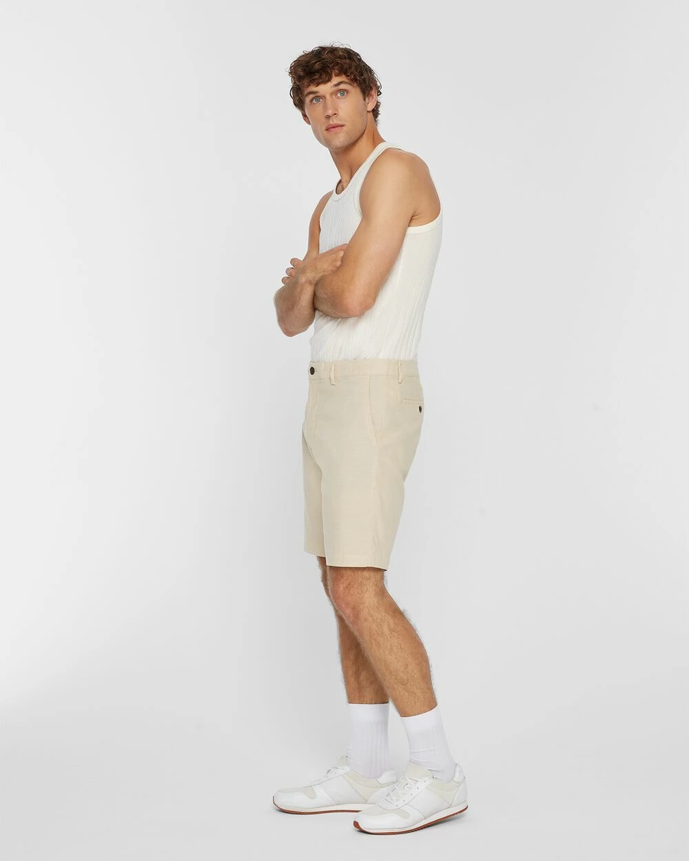 Best deal π€© Club Monaco Men Maddox Chambray 9" Shorts Khaki π - Image 4