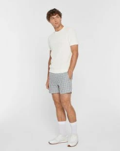 Hot Sale 🤩 Club Monaco Men Jax Checkered 5" Shorts Blue Multi 🤩