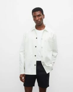 New ๐ Club Monaco Men Long Sleeve Lightweight Workshirt Light Blue โญ