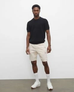 New 😀 Club Monaco Men Linen-Blend Cargo Shorts Khaki Stone 👏