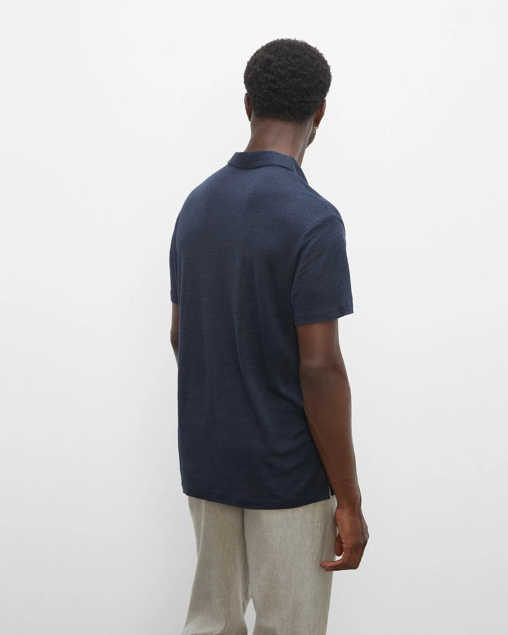 Best deal 😀 Club Monaco Men Short Sleeve Linen Polo Navy ✨ - Image 2