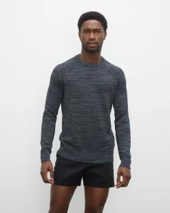 Coupon 🧨 Club Monaco Men 🌞 Summer Marl Crewneck Sweater Black 🌟