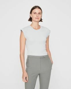 Hot Sale 👍 Club Monaco 👩 Women Textured Ruched Top Metal 😀