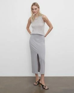 Flash Sale 😀 Club Monaco 👩 Women Slim Pencil 👗 Skirt Grey ⭐