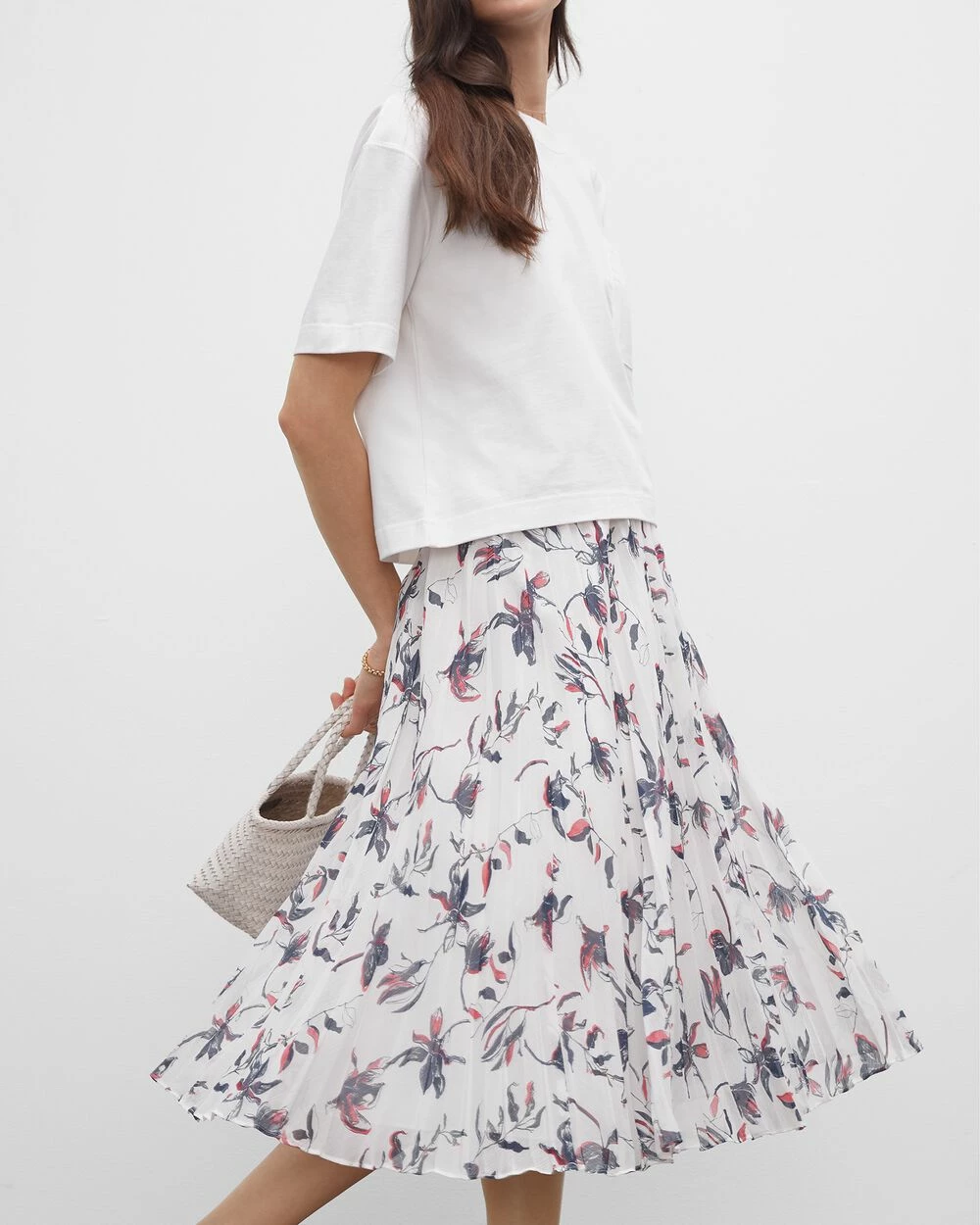 Buy 🔥 Club Monaco 👩 Women Floral Elasticated Pleated 👗 Skirt Print 👏 - Image 3