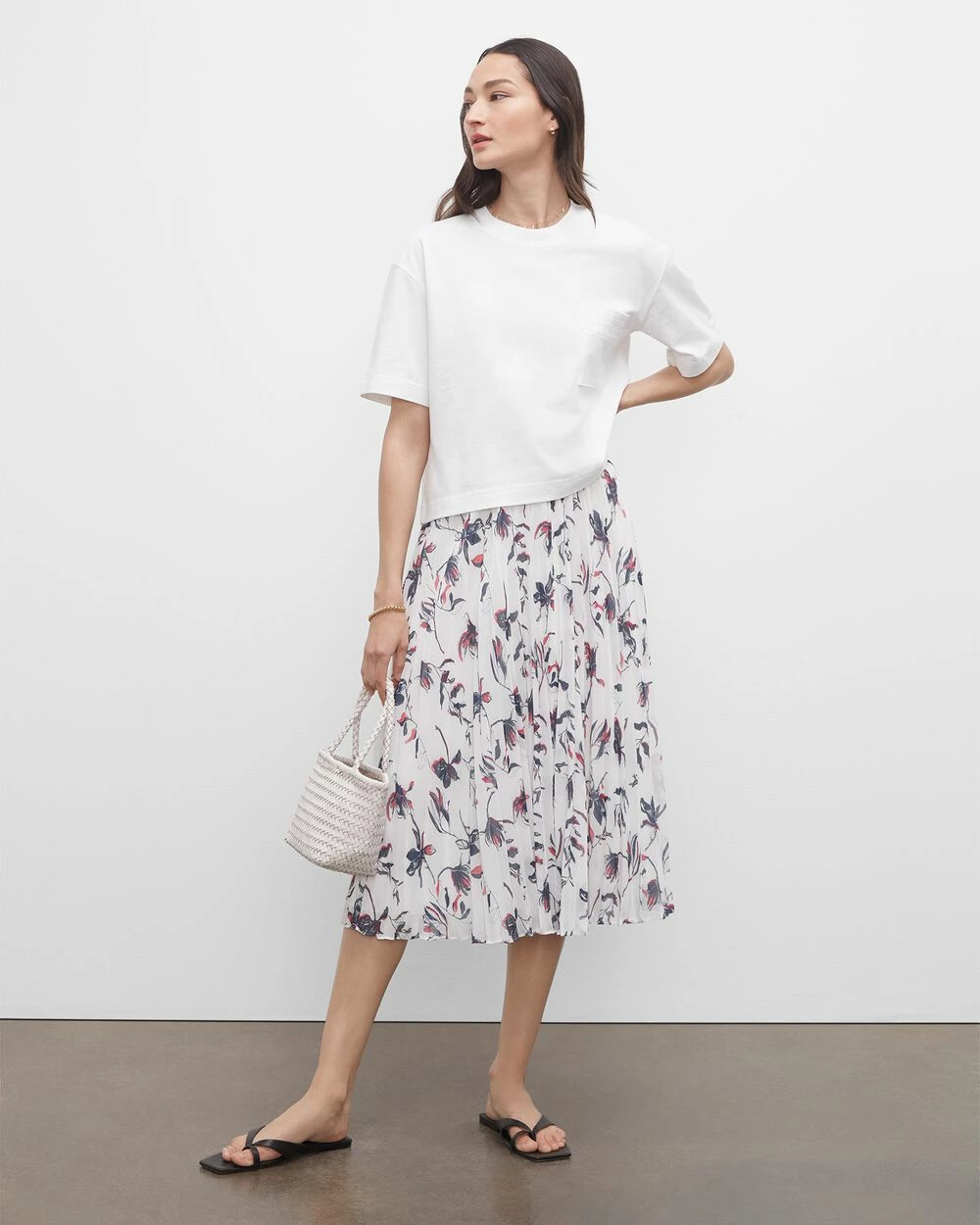 Buy 🔥 Club Monaco 👩 Women Floral Elasticated Pleated 👗 Skirt Print 👏 - Image 4