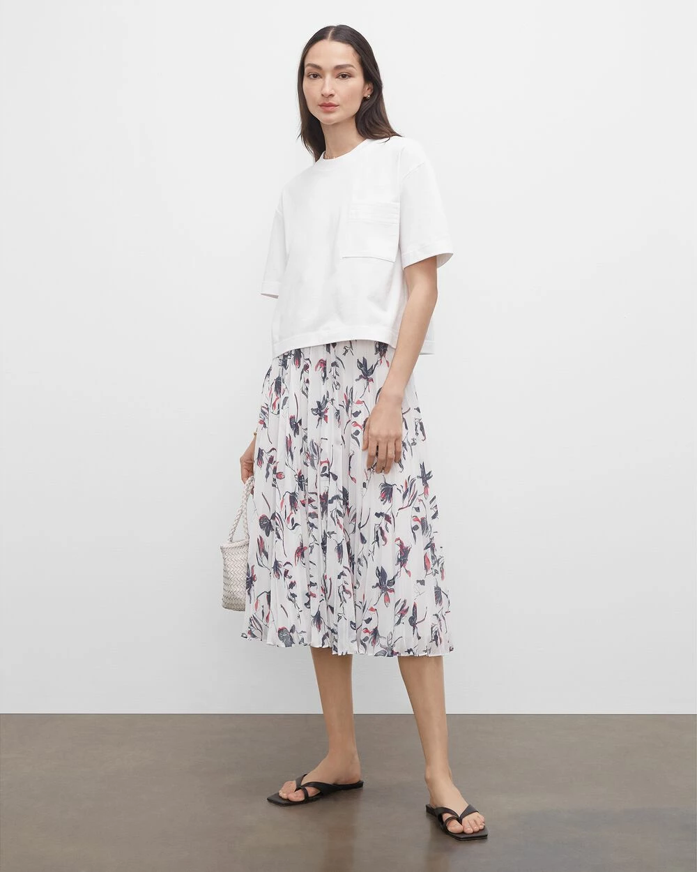 Buy 🔥 Club Monaco 👩 Women Floral Elasticated Pleated 👗 Skirt Print 👏