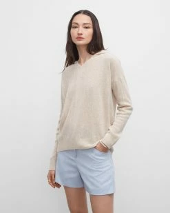 Coupon 🌟 Club Monaco 👩 Women Cashmere Rib Pointelle Hoodie Oat 🛒