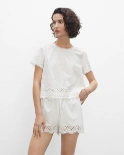 Buy 🌟 Club Monaco 👩 Women Eyelet Tee White 😍