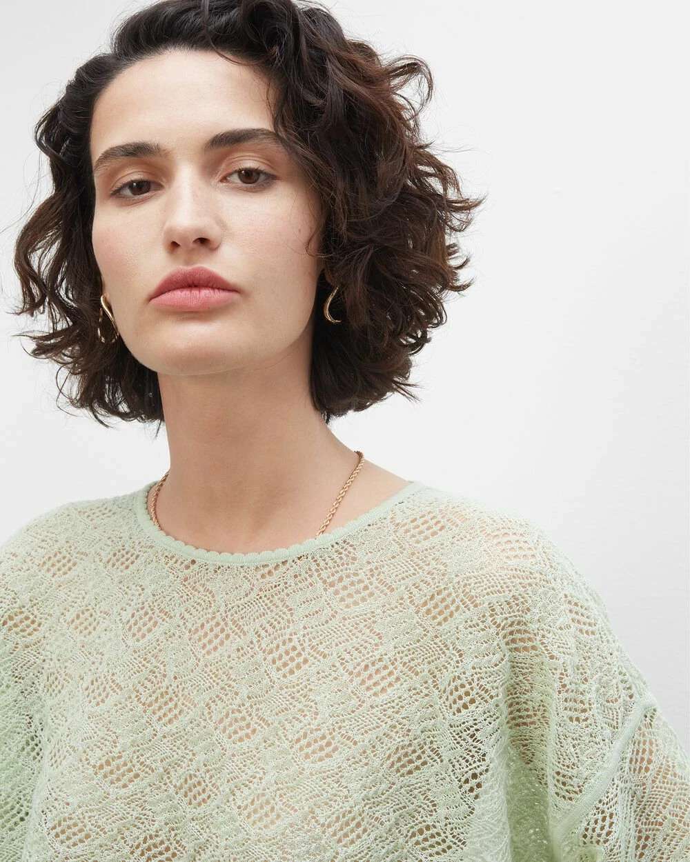 Hot Sale ๐งจ Club Monaco ๐ฉ Women Lace Stitch Tee Light Green ๐ฅ - Image 3