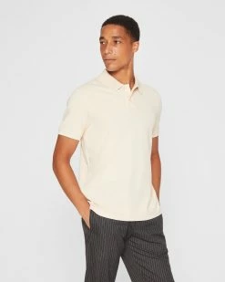 Wholesale 👍 Club Monaco Men Tipped Collar Polo Tan ⌛
