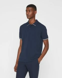 Flash Sale 💯 Club Monaco Men Tipped Collar Polo Navy 👏
