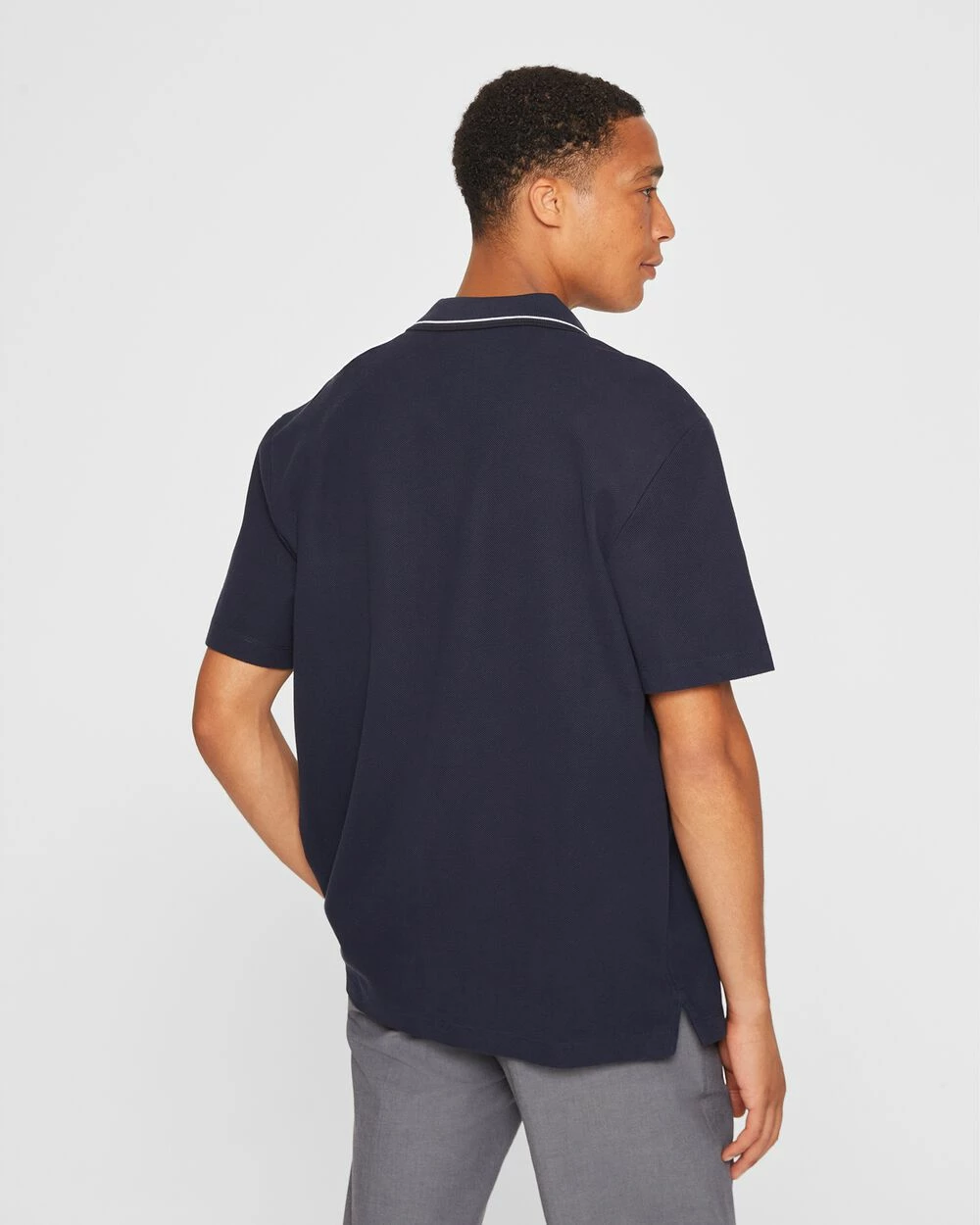 Outlet ✨ Club Monaco Men Cotton Full Button Polo Navy Multi ✨ - Image 2