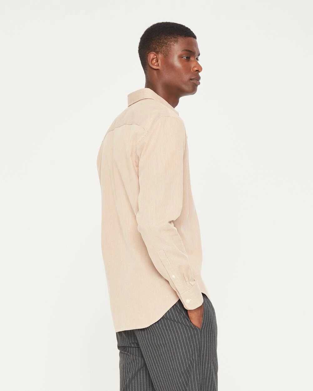 Best reviews of โ Club Monaco Men Long Sleeve Textured Stripe ๐ Shirt Terracotta/Cream ๐ฅ - Image 2