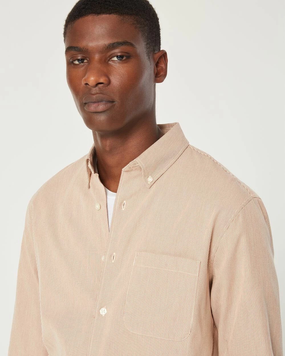Best reviews of โ Club Monaco Men Long Sleeve Textured Stripe ๐ Shirt Terracotta/Cream ๐ฅ - Image 3