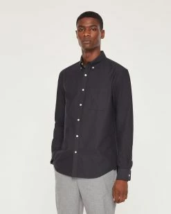 Outlet ⌛ Club Monaco Men Long Sleeve Oxford 👕 Shirt Caviar 💯