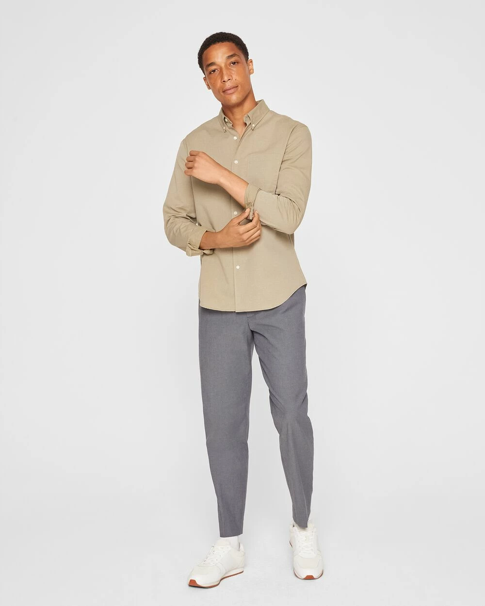 Best deal โ๏ธ Club Monaco Men Long Sleeve Textured Button-Down ๐ Shirt Forest Green ๐งจ - Image 4