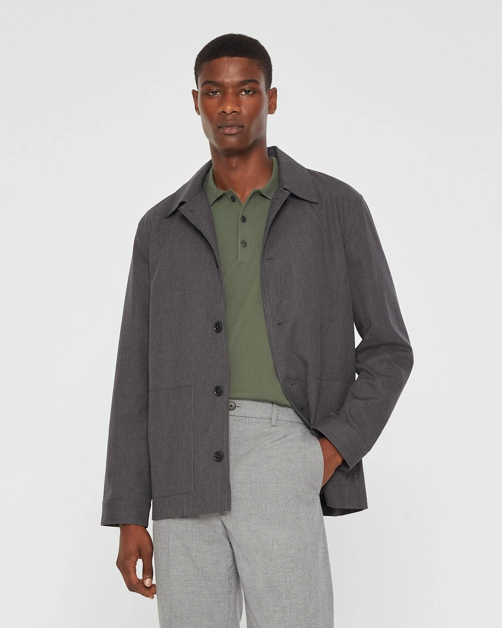 Best deal โ๏ธ Club Monaco Men Lightweight Chore Jacket Black Multi ๐