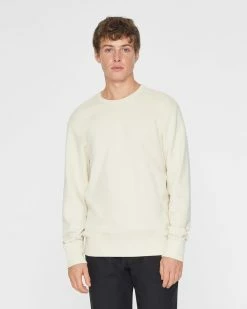 Budget 🌟 Club Monaco Men Sandwash Crew Sweatshirt Cream Yellow 👏