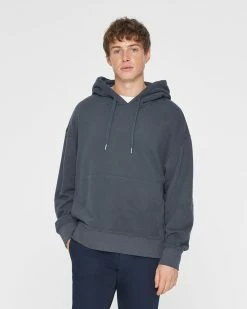 Outlet ⌛ Club Monaco Men Sandwash Hoodie Washed Black 👍