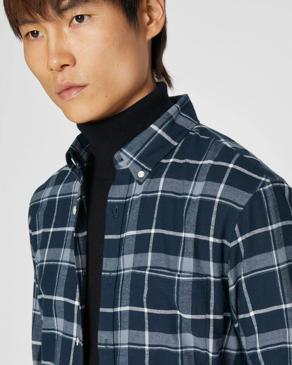 Best reviews of ๐ Club Monaco Men Long Sleeve Open Plaid Flannel ๐ Shirt Navy ๐ - Image 3