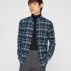 Best reviews of 🎁 Club Monaco Men Long Sleeve Open Plaid Flannel 👕 Shirt Navy 🔔