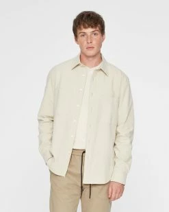 Wholesale 🔥 Club Monaco Men Long Sleeve Textured Standard 👚 Shirt Off White 🌟