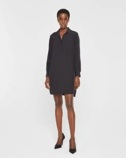 Outlet π Club Monaco π© Women Silk Button π Shirt π Dress Black β¨