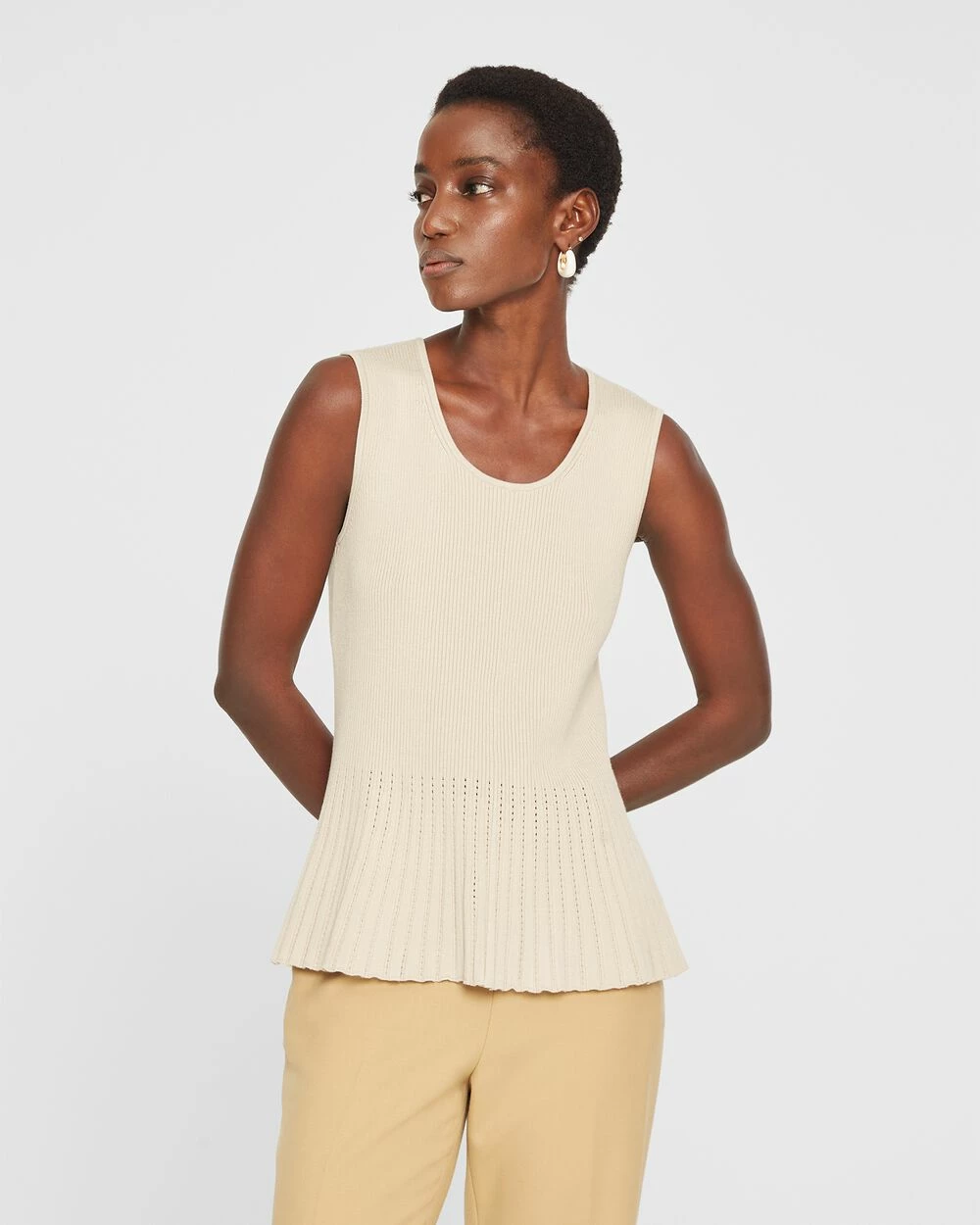 Brand new 😀 Club Monaco 👩 Women Fancy Rib Shell Chateau Gray 🔔